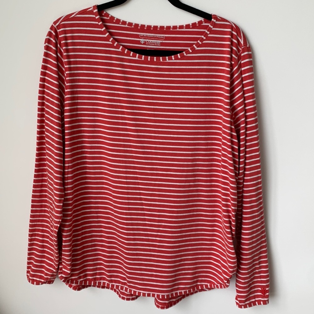 Women's Coolibar UPF 50 Heyday Side Split Stripe XL Red White